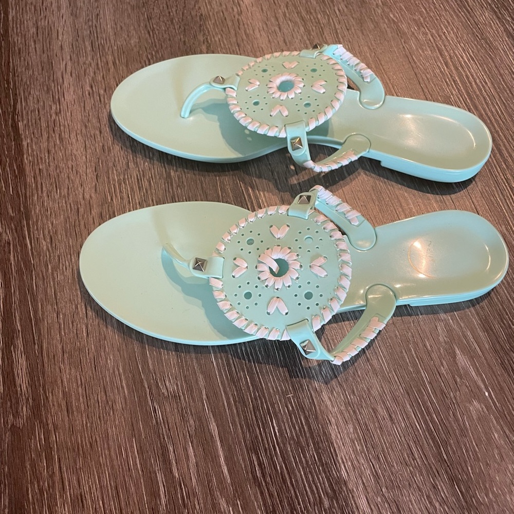 Jack Rogers green plastic sandals.